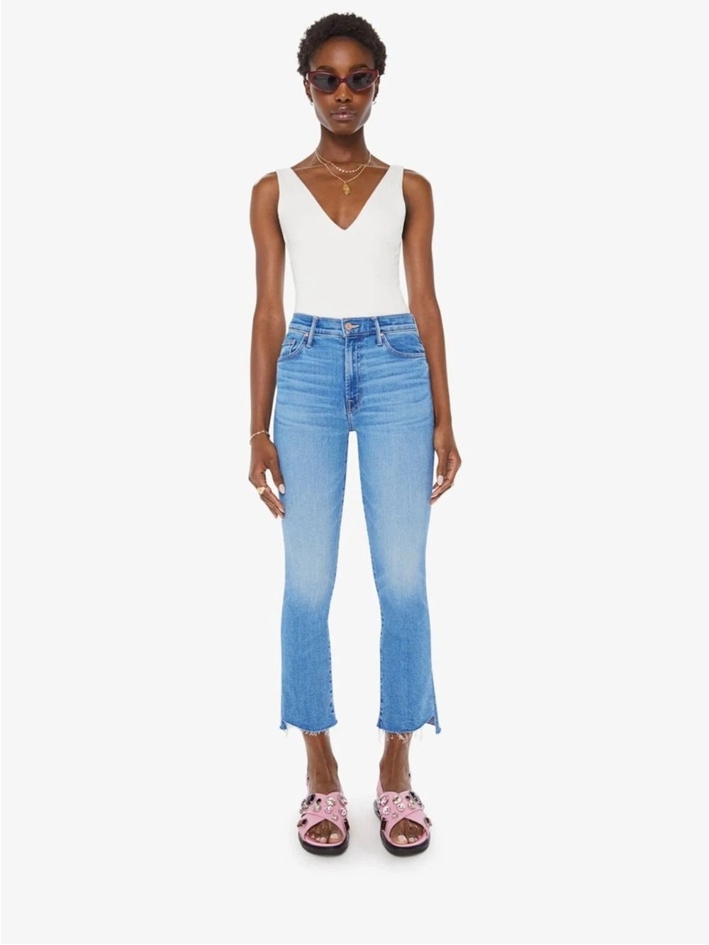 MOTHER Insider Crop Step‎ Fray Women's Denim Jeans Size 27 Fresh Catch EUC